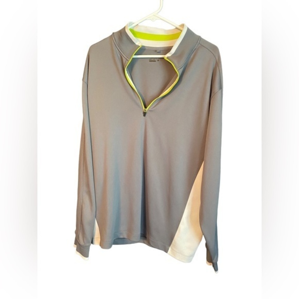 Nike golf mens quarter zip up shirt grey and neon yellow details size xL